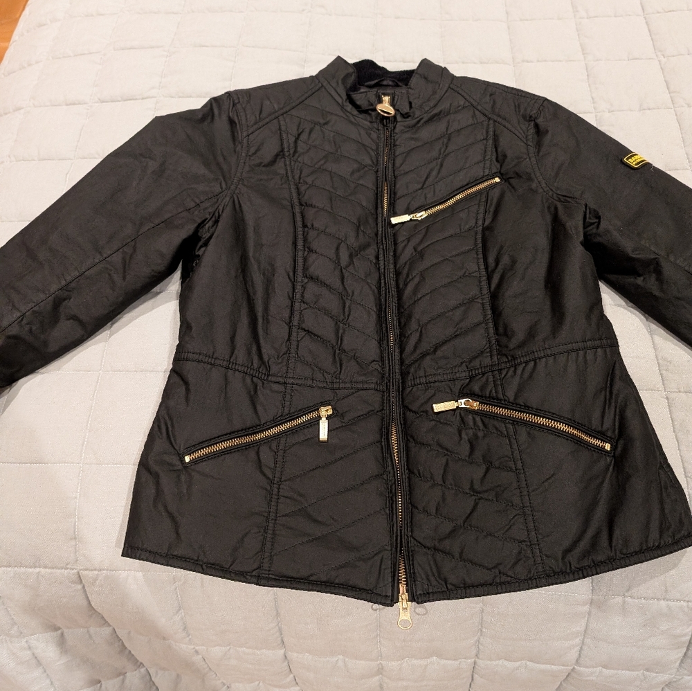Barbour International Women’s Black Motorcycle Jacket in Waxed Cotton